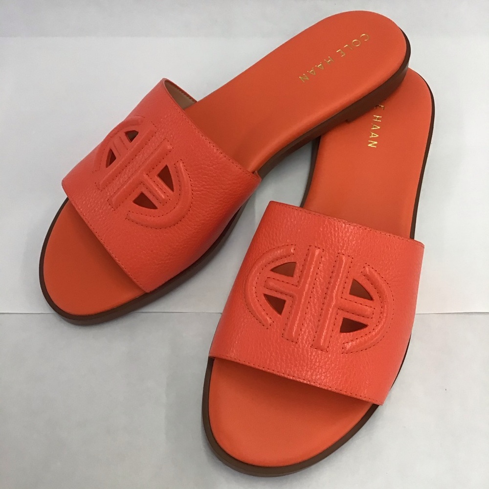 Cole Haan Orange Leather Slide Sandals